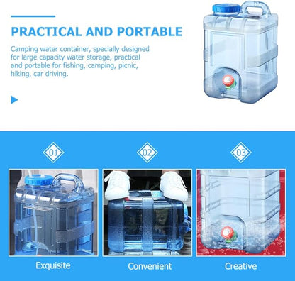 BESPORTBLE Water Container with Tap, 10L Portable Plastic Water Bucket Driving Water Tank Water Bottle Carrier for Outdoor Camping Travel Bucket Home Emergency Drinking Storage Kettle