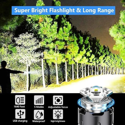 Flashlights High Lumens Rechargeable - 990000 Lumen Led Rechargeable Flashlight with 5 Modes Super Bright Flash Lights USB Powerful Torch Light Waterproof for Home Camping Outdoor
