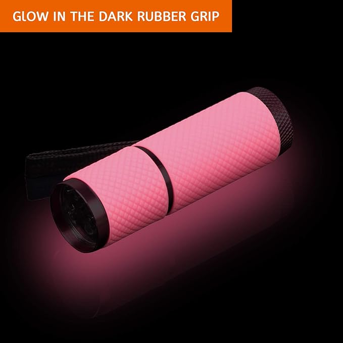 Coolrunner LED Flashlight, Small Glow Flashlights with 9 LED Lights, Portable Light Nail Dryer for Nail Gel, Flashlight Mini Powerful Pet Urine Detector for Dog/Cat, Resin Curing (Pink)