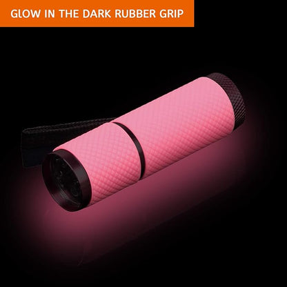 Coolrunner LED Flashlight, Small Glow Flashlights with 9 LED Lights, Portable Light Nail Dryer for Nail Gel, Flashlight Mini Powerful Pet Urine Detector for Dog/Cat, Resin Curing (Pink)