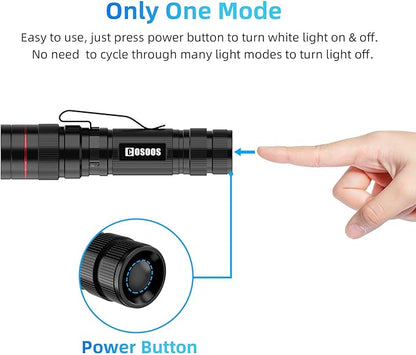 COSOOS 3 Mini LED Tactical Flashlights with Clip, 3.7inch Zoomable Bright AA Flashlight High Lumen, Pocket-Size Penlight, 1 Light Mode, Small Portable Waterproof Pen Flash Light for Camping