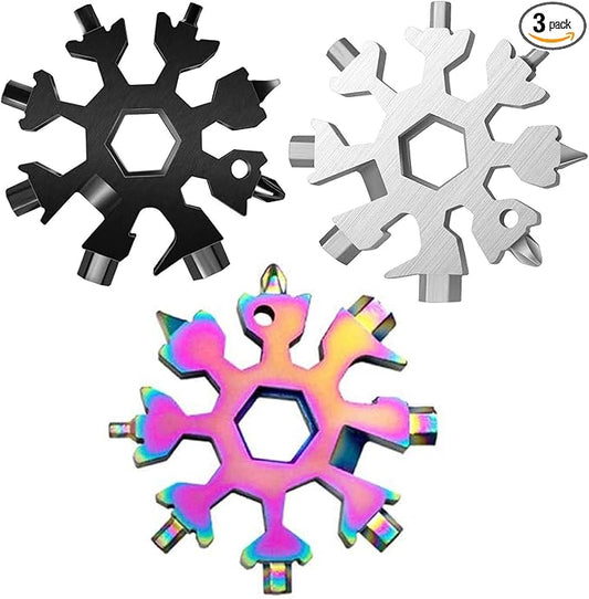 3 Pack Snowflake 18-in-1 Multi Tool, Stainless Steel Snowflake Bottle Opener/Wrench, Durable and Portable to Take
