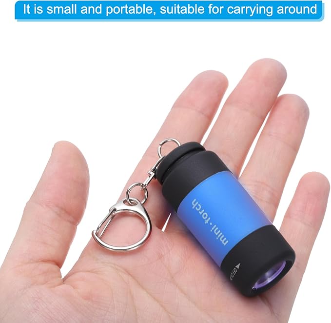 PATIKIL Mini Keychain Flashlight, Pocket LED Flashlight Portable Torch USB Rechargeable for Outdoor Camping Party, Light Blue