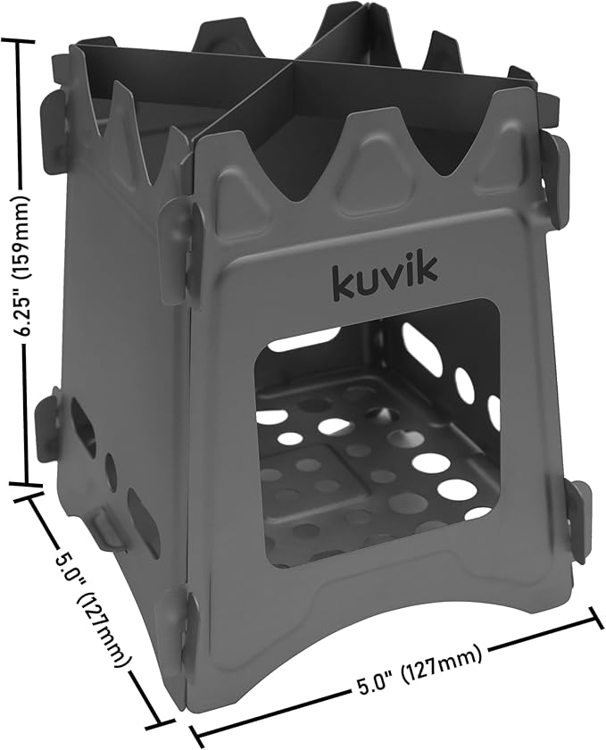Kuvik's Titanium Wood Stove - Ultralight and Compact Stove for Backpacking, Camping, and Survival