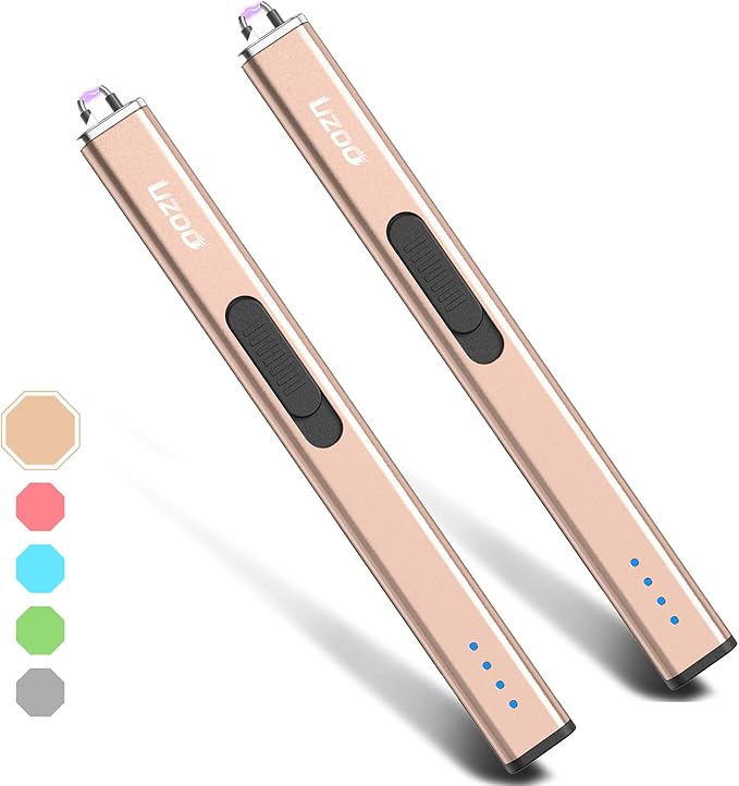 2 PCS Electric Lighter Candle Lighter Rechargeable Arc Long Lighter Flexible Neck Flameless Grill USB Lighters for Candle Aromatherapy Camping BBQ Gas Stoves (Gold)