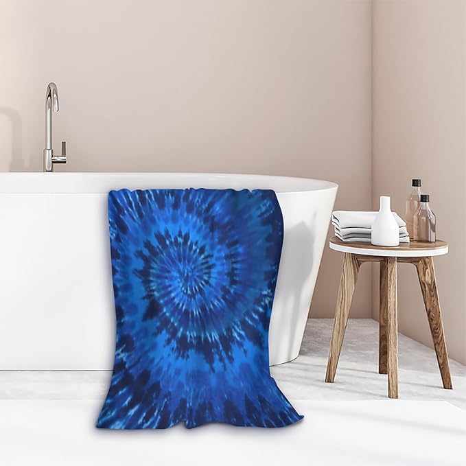 Microfiber Beach Towel Blue Tie Dye Oversized Large Sand Free & Quick Dry Lightweight Towel for Adults Womens Mens Travel Camping Gym Pool Swim
