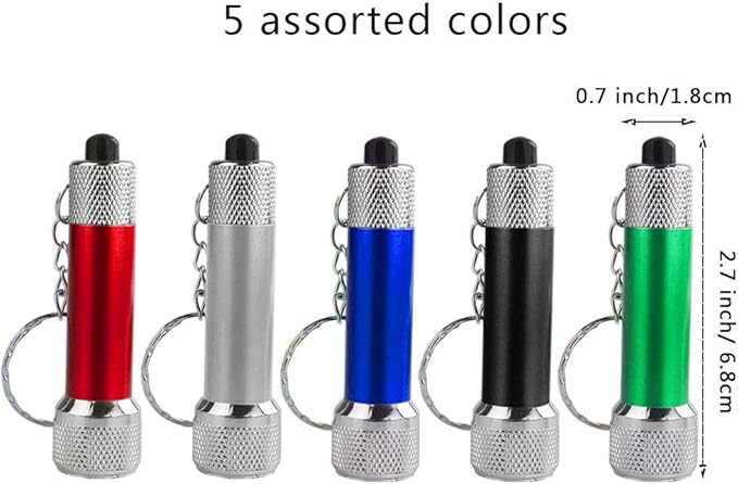 Bantoye 20 Packs Mini LED Flashlights, 2.7 Inch Pocket Flashlight Keychain 5 Bulbs LED for Kids, Camping, Party, 5 Colors