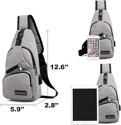 Peicees Travel Gym Bike Sling Bag Shoulder Backpack Daypack w/USB Charging Port