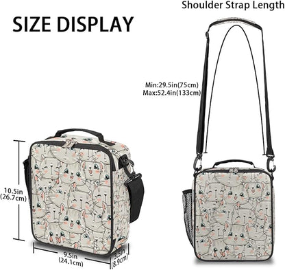 cfpolar Insulated Lunch Bags Animal Kitten Cats Lunch Box for Men Boys Girls Reusable Mini Cooler Lunch Tote Lunchbox Thermal Meal Tote Kit with Shoulder Strap for Work School Picnic