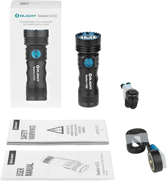 OLIGHT Seeker 4 Mini Rechargeable EDC Flashlight with 365nm UV Combo 1200 Lumens White Light, Portable Black Light for Outdoors, Cleanliness Detection and Emergency(Cool White Light: 5700~6700K)