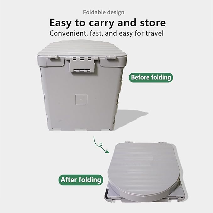 Portable Toilet for Camping,Folding Toilet with Lid,Foldable Car Travel Toilet Portable with Carry Bag for Camping,Car,Travel, Outdoor,Hiking,Backpack,Trips,Tent,Boat,Beach,Traffic Jam,Home (White)