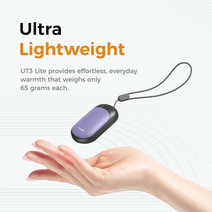 OCOOPA 2in1 Magnetic Rechargeable Hand Warmers, Electric Pocket-Sized Handwarmers, Light Sleek Stylish, UL Certified, 3 Heat Settings, Electronic Gifts for Men, Women Purse Must Haves, UT3 Lite