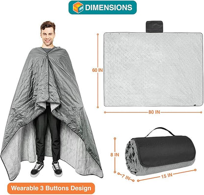 SUN CUBE Large Waterproof Camping Blanket, Fleece Quilted Stadium Blanket for Cold Weather, Windproof Foldable Outdoor Blanket Mat for Picnic, Beach, Pets, Car, 60x80in