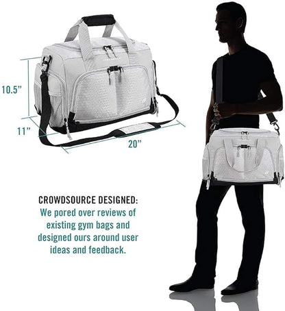 Ultimate Gym Bag 2.0: The Durable Crowdsource Designed Duffel Bag with 10 Optimal Compartments Including Water Resistant Pouch