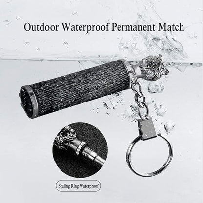 Permanent Match Keychain Lighter, Flint Matchstick Fire Starter Lighter, Reusable Flint Waterproof Camping Emergency Survival Gear (Lion)