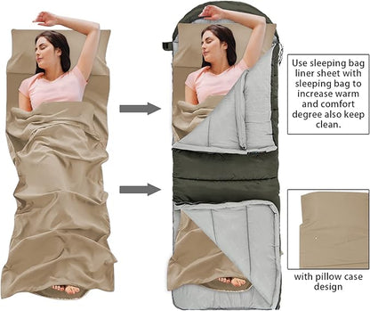 Sheet Sleeping Bag, Lightweight Travel Sheet 210 x 115 cm, Sheet Sleeping Bag with Zipper, Sleeping Bag Liner Polyester for Backpacking Hotel& Hiking