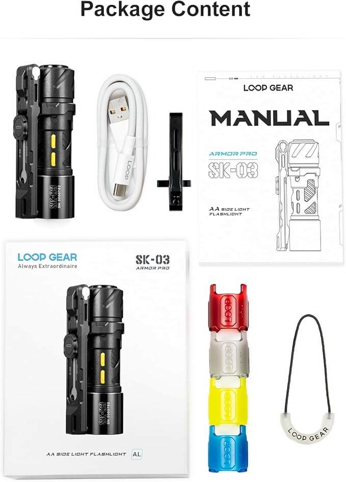 SK03 PRO Small Flashlights Powerful, LED Rechargeable Flashlight USB C, 1000 High Lumens EDC Flashlight with Magnetic Bracket, 4 Colors Filters, 10 Modes for Outdoor, Camping, Emergency