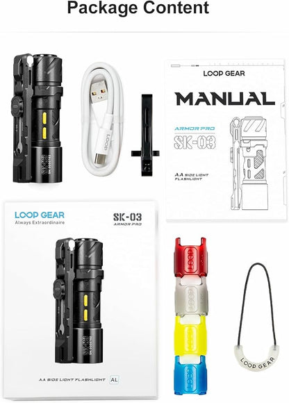 SK03 PRO Small Flashlights Powerful, LED Rechargeable Flashlight USB C, 1000 High Lumens EDC Flashlight with Magnetic Bracket, 4 Colors Filters, 10 Modes for Outdoor, Camping, Emergency