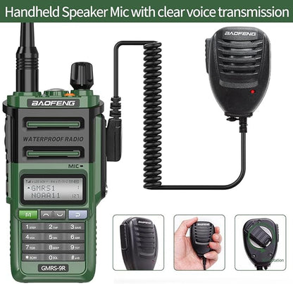 GMRS Radio Baofeng GMRS-9R 5W Rechargeable Two Way Radio for Adults,Waterproof IP67,NOAA Scanning and Receiving with Extra Original Battery,Programming Cable,Tactical Antenna,Speaker Mic,Tactical Bag