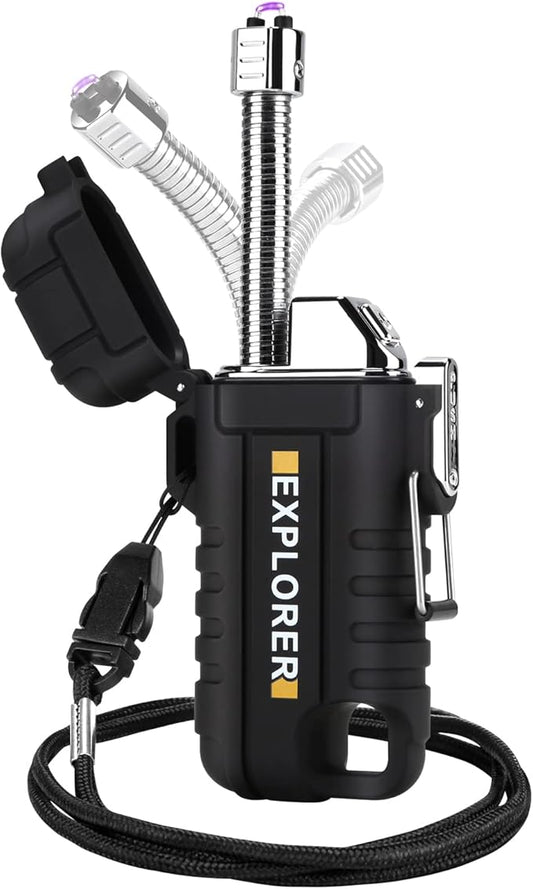 360 Flex Electric Lighter - USB Rechargeable Arc Lighter with Windproof Plasma Flame, Flexible Neck Grill Lighter, Waterproof Candle Lighter for Aromatherapy Camping BBQ -Survival Tactical Gear