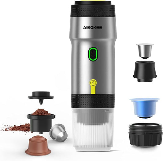 Portable Espresso Maker,3-in-1Portable Coffee Maker,20 Bar Mini Espresso Machine,Self-Heating Travel Coffee Maker Compatible with NS, DG Pods & Ground Coffee, for Camping Hiking,Office,RV