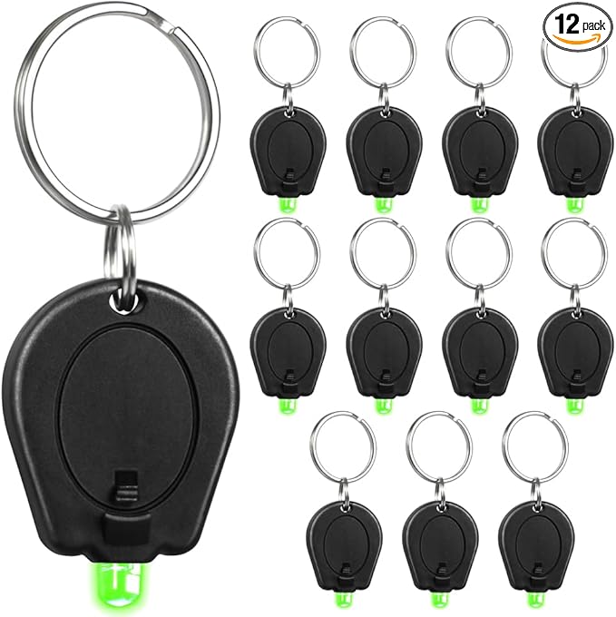 12 Pack Ultra Bright Green Light Keychain Flashlight, Mini Green LED Keychain Flashlight, Green Keychain Flashlight for Night Observation
