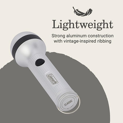 Coleman Classic LED Flashlight, Durable & Lightweight Flashlight with Carry Handle Shines up to 650 Lumens, Battery Operated Flashlight for Camping, Emergencies, & Home Usage
