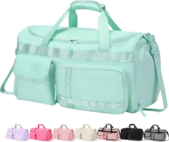MAXTOP Gym Bag for Women Men Travel Duffle Bag Large Capacity Carry On Weekender Overnight Bag With Shoe Compartment Gym Tote Dry Wet Separation Duffel Bag for Travel