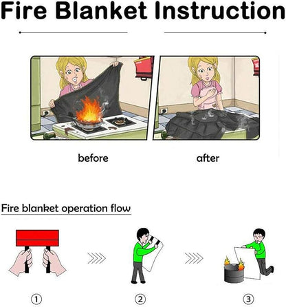 Emergency Survival Fiberglass Fire Blanket Shelter Safety Cover Ideal for The Kitchen, Fireplace, Grill, car, Camping (59x59 in)