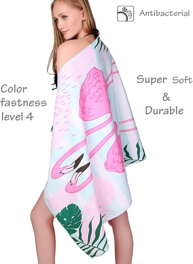 HAOKUN Microfiber Sand Free Beach Towel Blanket-Quick Fast Dry Super Absorbent Lightweight Thin Towel for Travel Pool Swimming Bath Camping Yoga Gym Sports Idea … (Rose flower2)