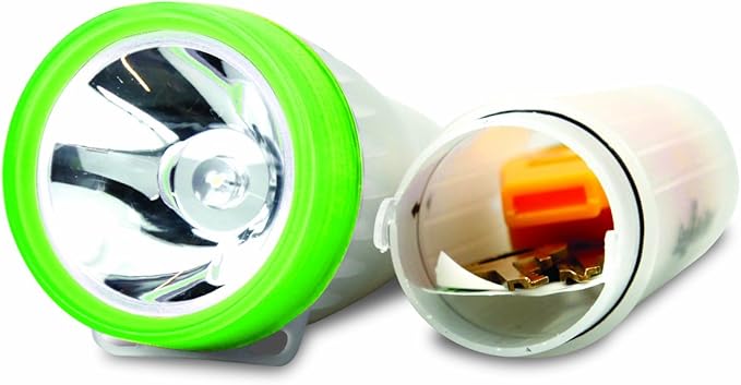 Life Gear LED Flashlight with Glow Handle, Emergency Flasher and Storage Compartment, GREEN