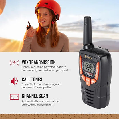 Cobra ACXT345 Weather-Resistant Walkie Talkies for Adults - Rechargeable, 22 Channels, Long Range 25-Mile Two-Way Radio Set (2-Pack)