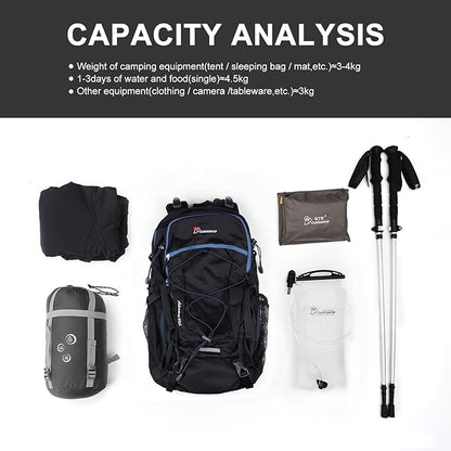 MOUNTAINTOP 40L Hiking Backpack Travel Daypack with Rain Cover for Outdoor Backpacking, Camping