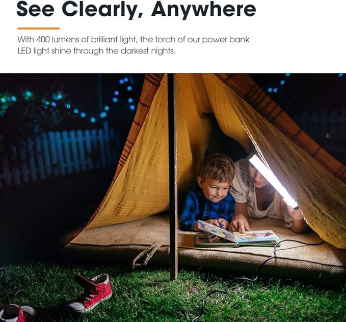 600LM LED Torch Light - Rechargeable Flashlight w/ 6000mAh Power Bank, 6 Lighting Modes & Magnetic Base, IP65 Waterproof Portable Spotlight Floodlight for Camping Hiking Backpacking Emergency