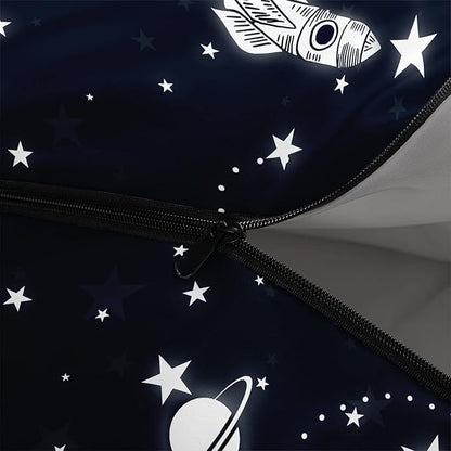 Kids Sleeping Bag for Boys Girls,Rocket Astronaut Moon Print-Lightweight Warm Portable Outdoor Indoor-Waterproof Cold Weather Resistant Sleeping Bag for Camping Hiking