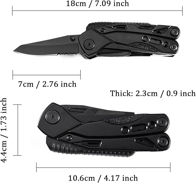 Multitool with Pliers, Fire Starter, whistle,Scissors,Screwdriver, 15 in 1 EDC Multi Tool with Safety Locking, Christmas Stocking Stuffers for Men Dad Gifts, Perfect for Outdoor Camping