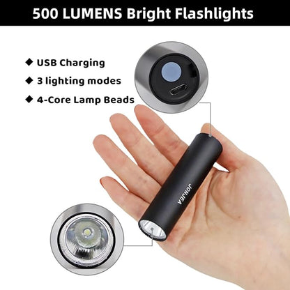 500 High Lumens Flashlight for Kids, 4 Pack Rechargeable Flashlights USB with 3 Modes for Camping Outdoors, Better Christmas Gift for Kids, Pocket Kids Flashlight