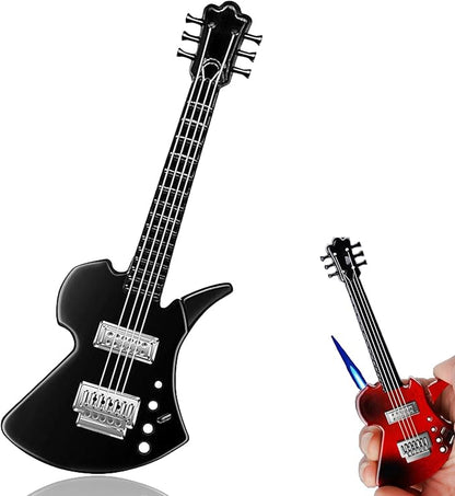 Fancy Fun Guitar Lighter Refillable Metal Vintage Keychain Lighter Unique Novelty Cool lighters for Men Fireplace Candle Camping BBQ(No Butane Fuel) (#2)