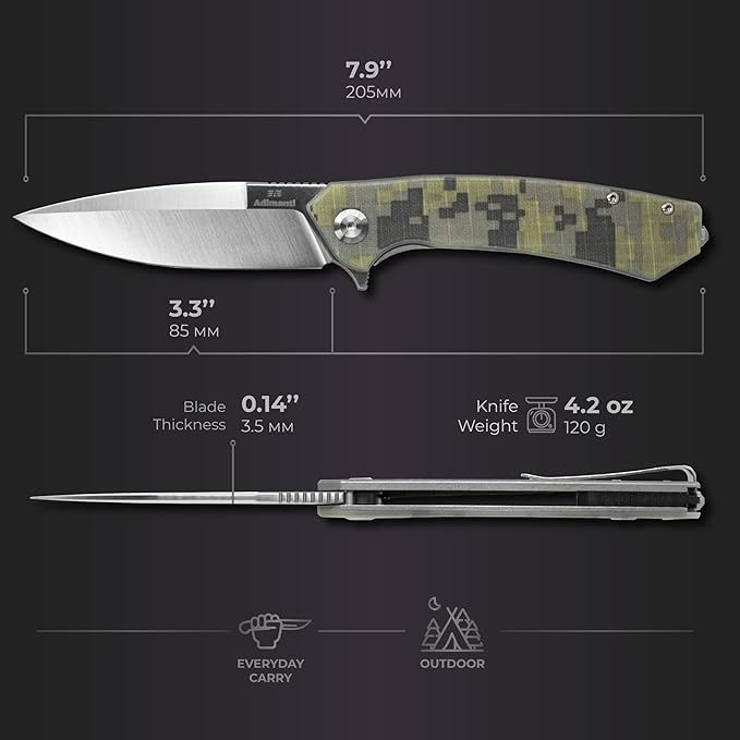 Firebird GANZO Adimanti Skimen Pocket Folding Knife G10 Handle with Clip and Glass Breaker D2 Steel Blade Hunting Fishing Camping Outdoor EDC Knife (Camouflage)