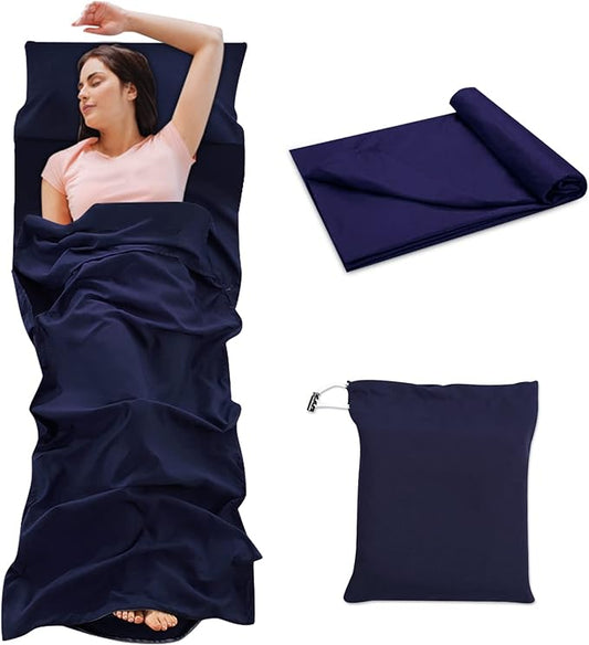Sheet Sleeping Bag, Lightweight Travel Sheet 210 x 115 cm, Sheet Sleeping Bag with Zipper, Sleeping Bag Liner Polyester for Backpacking Hotel& Hiking