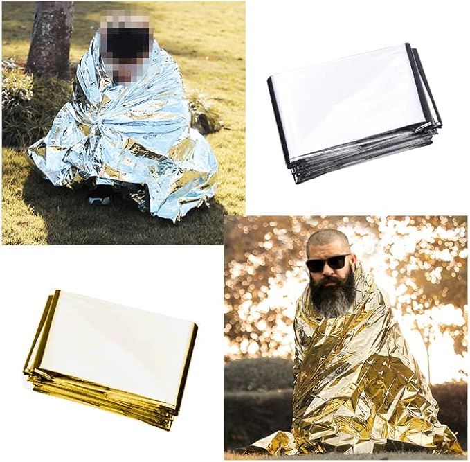 Eco-Fused Emergency Sleeping Bags, Blankets, Tents, and Survival Whistles - Weather Resistant Thermal Outdoor Survival Supplies Essentials - Suitable for All Ages - Camping, Hiking, Climbing