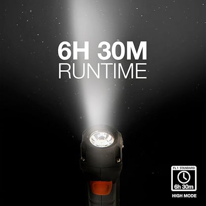 Energizer HC-300 LED Flashlight, IPX4 Water Resistant, Maximum Durability, Smart Dimming LED, High-Performance Task Light, Batteries Included, Black/Gray
