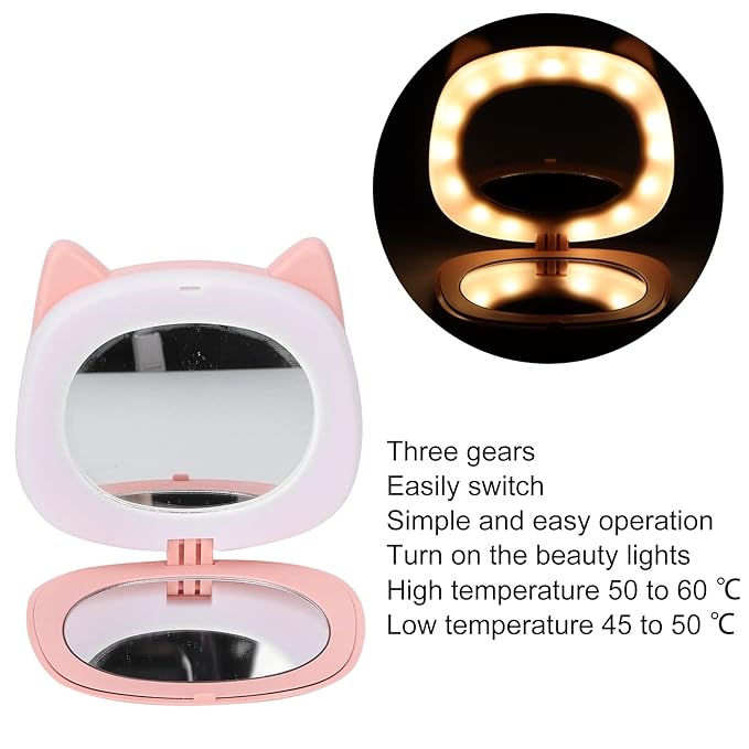 Hand Warmers Rechargeable, Electric Hand Warmer, Small Compact USB Handwarmer with Pocket Mirror Light Portable Hands Heater for Men and Women for Home Travel Use Camping Fishing