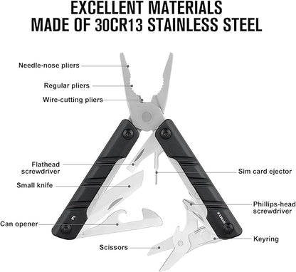 OKNIFE Otacle P1 11-in-1 Multi-Plier, Lightweight Multitool Pliers with Scissors, Bottle Opener and Screwdriver, EDC Gear with Lanyard Hole