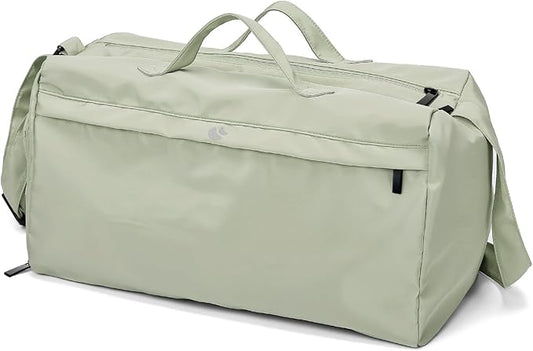 Sports Gym Bag for Women, Travel Workout Duffel Overnight Shoulder Bags with Shoes Compartment and Wet Pocket Lightweight Weekend Waterproof Mint Green