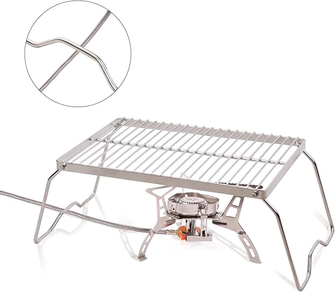 REDCAMP Folding Campfire Grill 304 Stainless Steel Grate, Heavy Duty Portable Camping Grill with Carrying Bag, Medium