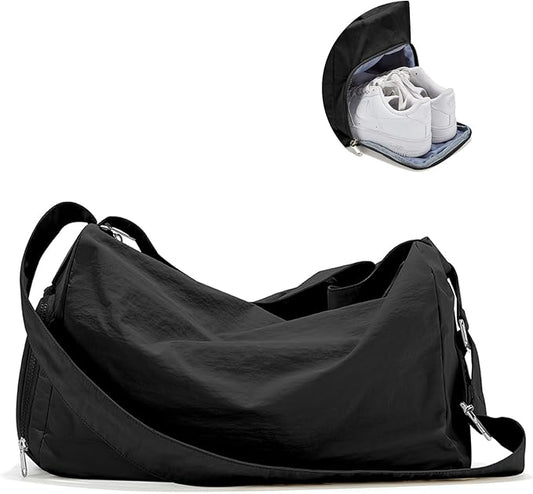 Large Gym Bag with Shoe Compartment, Workout Sport Duffle Bag for Women Travel, Waterproof Shoulder Overnight Bags Lightweight Carry on Tote Bags for Swim, Yoga, Dance