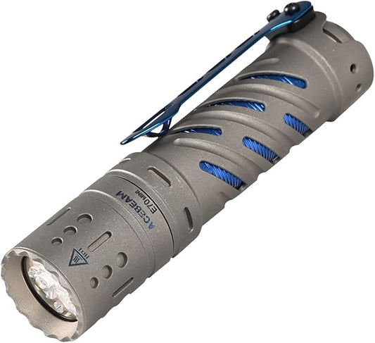 ACEBEAM E70 Mini Rechargeable EDC Flashlight 1,500 High Lumens Small Flashlight 3 x 519A LED 90+ High CRI Pocket Flashlight for Camping, Hiking, Everyday Use(Titanium)