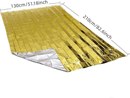 Emergency Mylar Thermal Blankets, Silver Gold Foil Survival Blanket Space Blanket Survival Kit for Outdoors, Camping, Hiking, Survival or First Aid (Gold, 1pc)