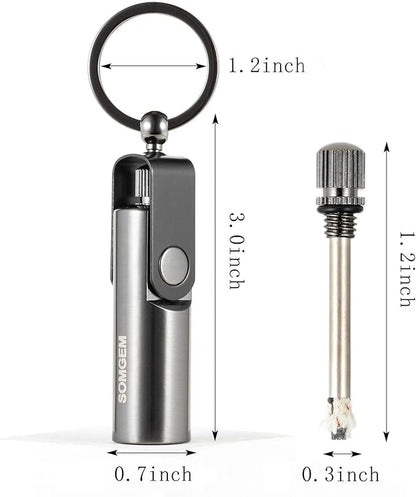 SOMGEM Permanent Match Keychain 2 Pack, Kerosene Refillable, Waterproof Flint Fire Starter for Outdoor Camping Emergency Survival Gear